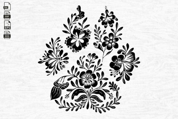 Floral Dog Paw SVG: Premium Graphics for Crafts