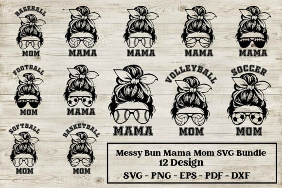 Messy Bun Mom Graphics for Crafts & Blogs