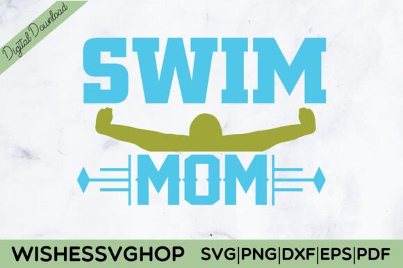 SWIM MOM SVG PNG: Graphics for Crafts & Brands